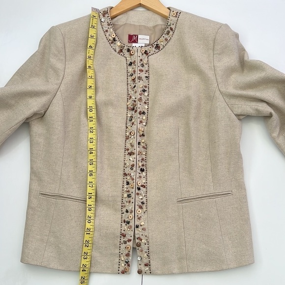 𝅺JM Collection Linen Cotton Blend Blazer Tan - Picture 5 of 7